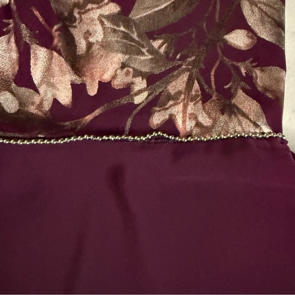JM Collection Purple Blouse Floral Metallic Trim Sheer Sleeve Women’s Sz Large - Picture 12 of 13